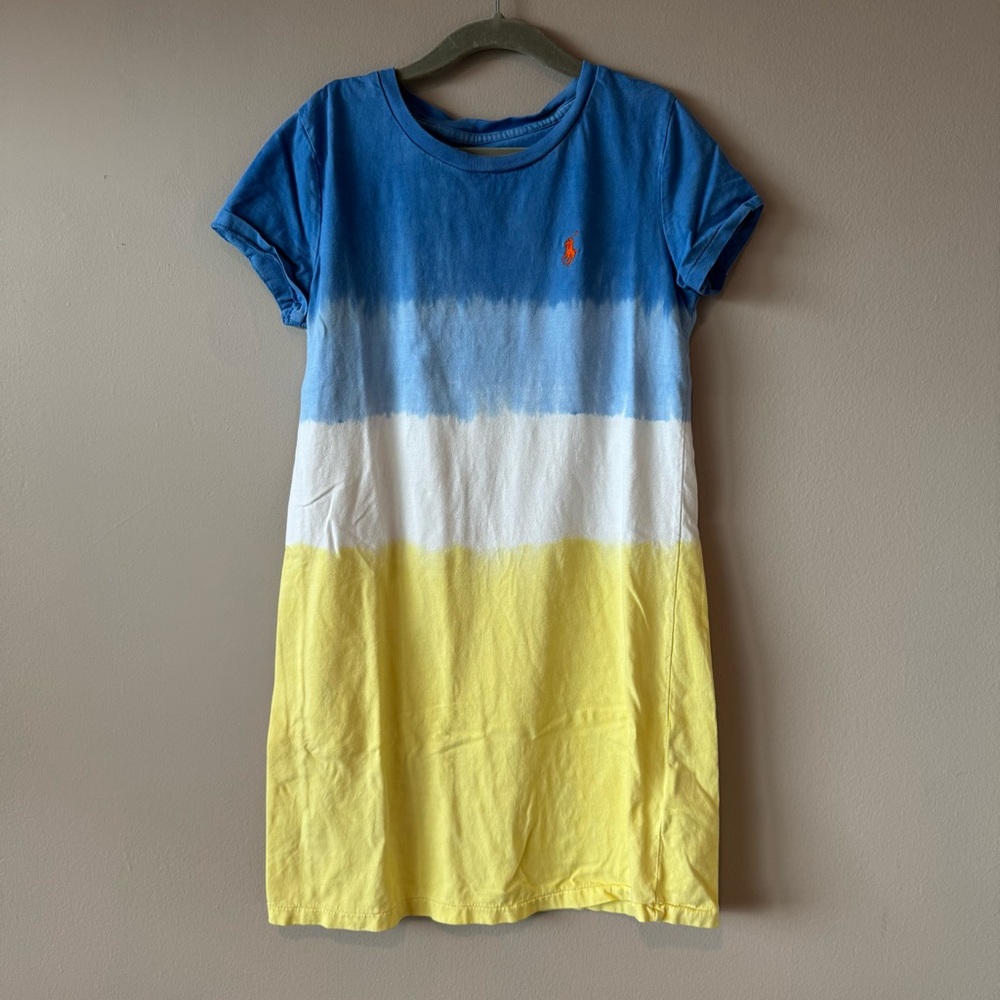 Polo Ralph Lauren Girls Tie Dye Color Block 100% Cotton Shirt Size 8-10